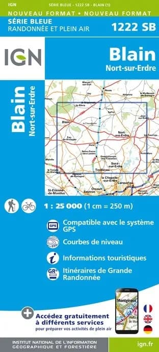 Carte randonnée Blain/Nort sur Erdre | série Bleue IGN — recto