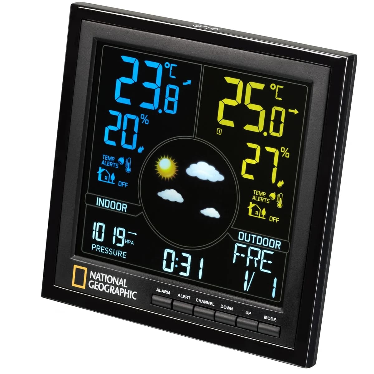Station météo couleur avec capteur sans fil National Geographic — recto
