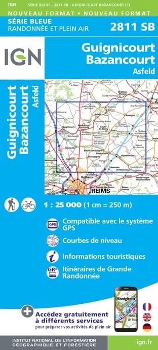 Carte randonnée Asfeld | série Bleue IGN — recto