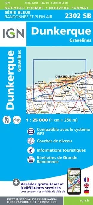 Carte randonnée Dunkerque.Gravelines | série Bleue IGN — recto