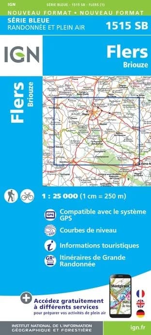 Carte randonnée Flers/Briouze | série Bleue IGN — recto