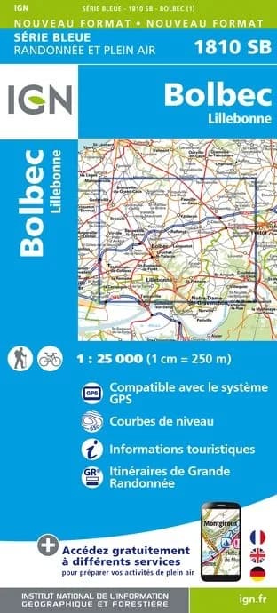 Carte randonnée Bolbec/Lillebonne | série Bleue IGN — recto