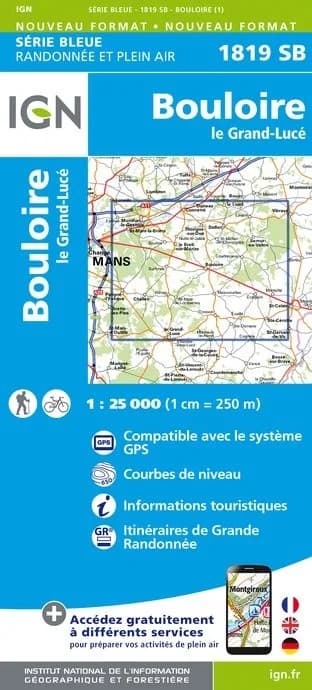 Carte randonnée Bouloire/Le Grand Lucé | série Bleue IGN — recto