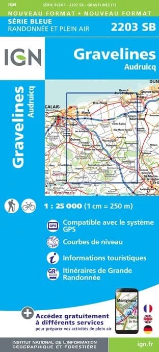 Carte randonnée Gravelines.Audruicq | série Bleue IGN — recto