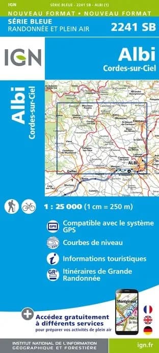 Carte randonnée Albi - -Cordes sur Ciel | série Bleue IGN — recto