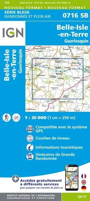 Carte randonnée Belle-Isle-en-Terre / Guerlesquin | série Bleue IGN — recto
