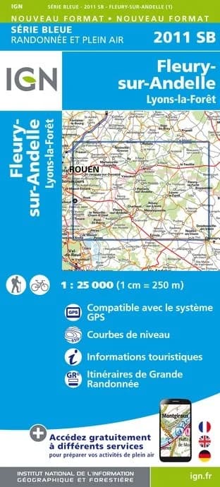 Carte randonnée Fleury sur Andelle/ Lyons la Foret | série Bleue IGN — recto