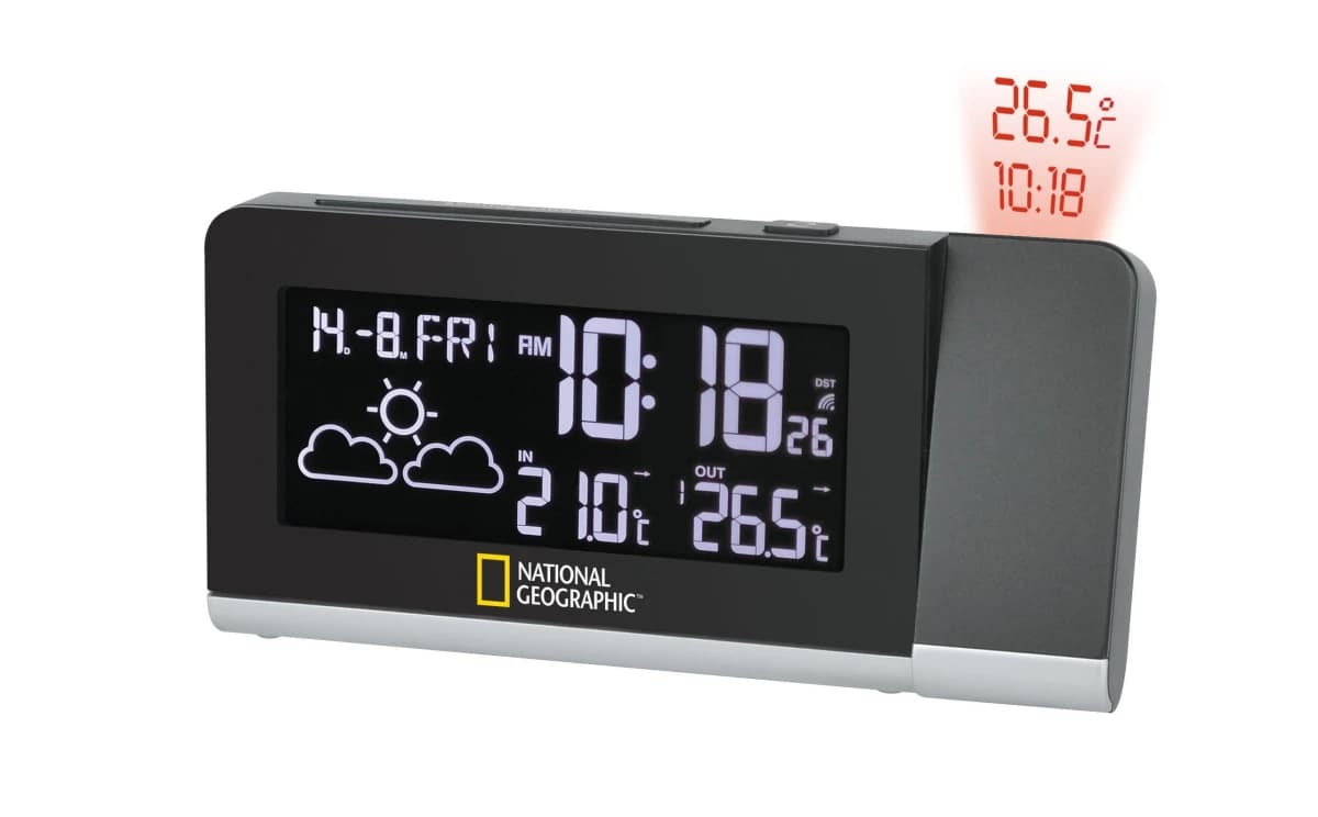 Station météo horloge avec projecteur National Geographic — recto