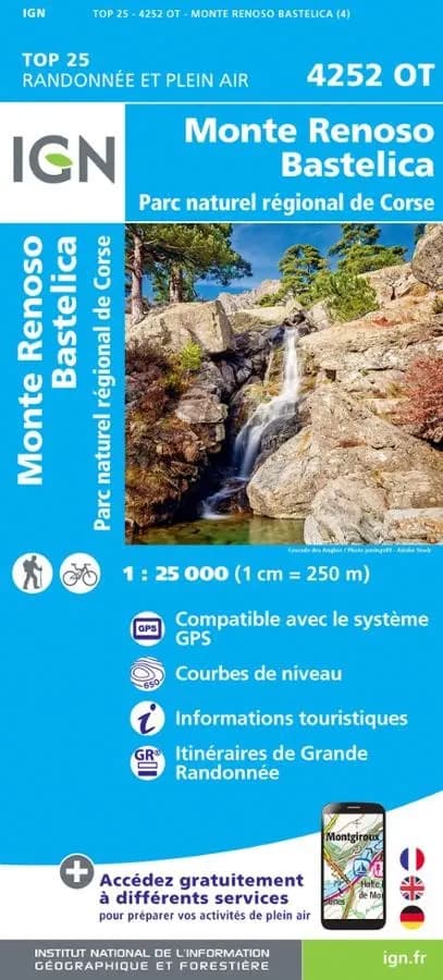 Carte IGN monte renoso parc national corse 4252OT série Top 25 — recto