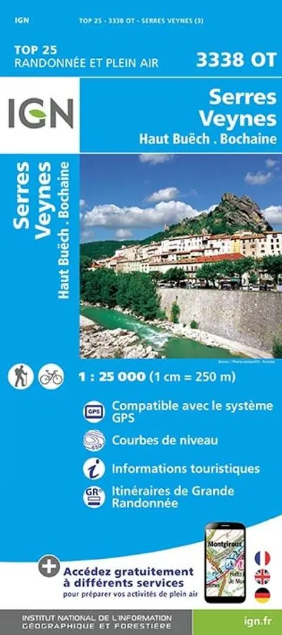 Carte IGN serres veynes haut buech bochaine 3338OT série Top 25 — recto