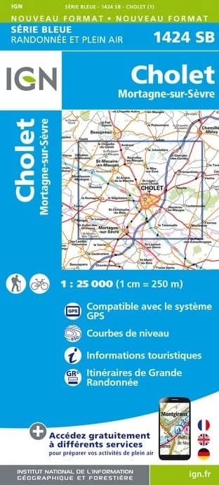 Carte randonnée Cholet/Mortagne sur Sèvre | série Bleue IGN — recto