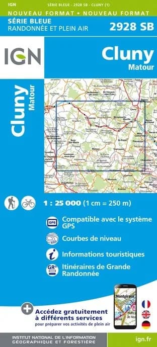 Carte randonnée Cluny/Matour | série Bleue IGN — recto