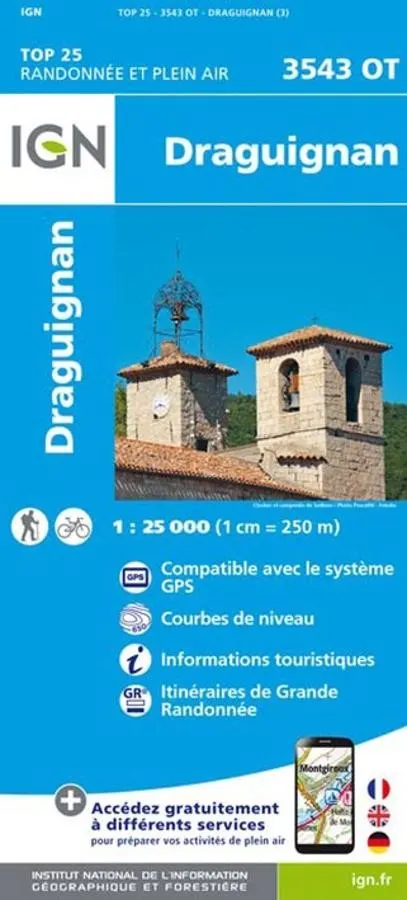 Carte IGN draguignan 3543OT série Top 25 — recto