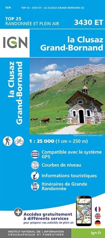 Carte IGN la clusaz grand bornand 3430ET série Top 25 — recto