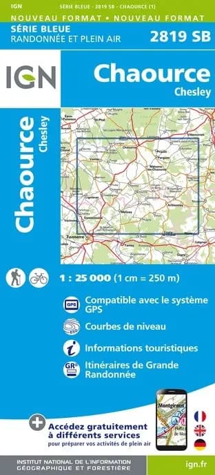 Carte randonnée Chaource/Chesley | série Bleue IGN — recto