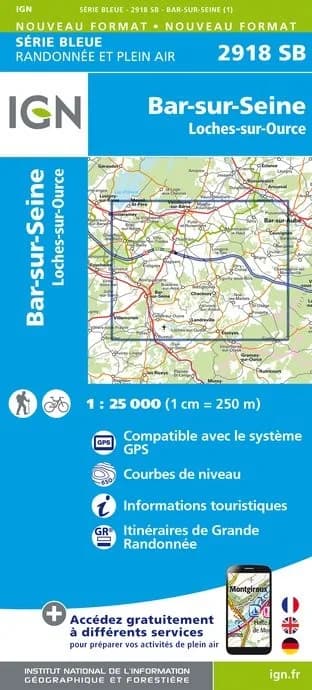 Carte randonnée Bar-sur-Seine/Loches-sur-Ource | série Bleue IGN — recto