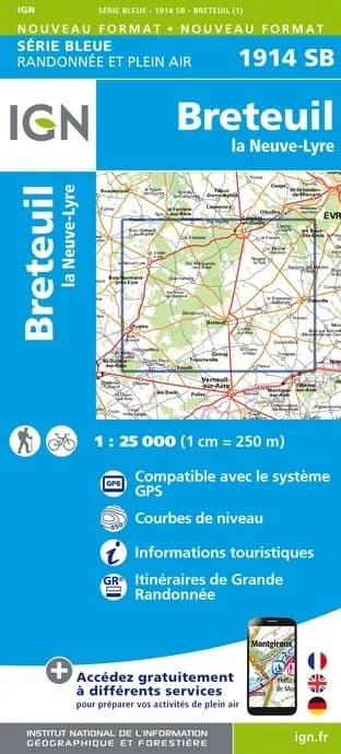 Carte randonnée Breteuil/La Neuve Lyre | série Bleue IGN — recto