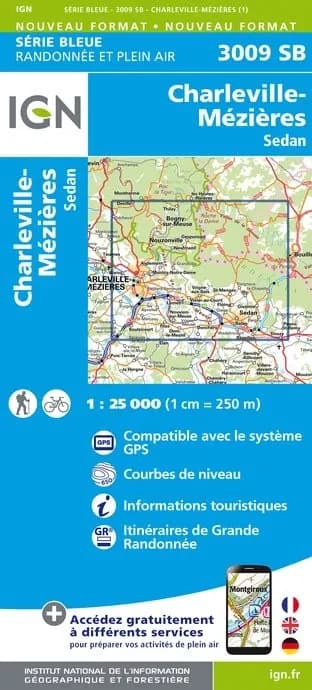 Carte randonnée Charleville Mézières/Sedan | série Bleue IGN — recto