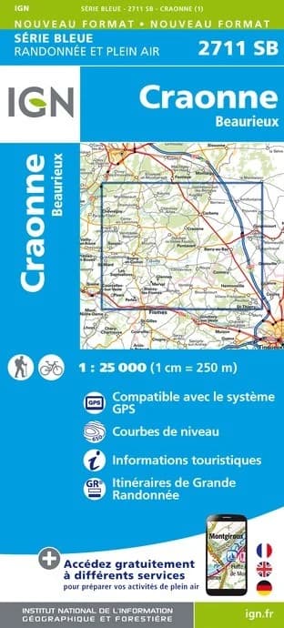 Carte randonnée Craonne.Beaurieux | série Bleue IGN — recto