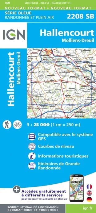 Carte randonnée Hallencourt.Molliens-Dreuil | série Bleue IGN — recto