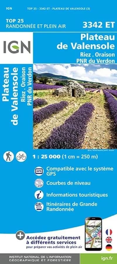 Carte IGN plateau de valensole riez oraison parc du verdon 3342ET série Top 25 — recto