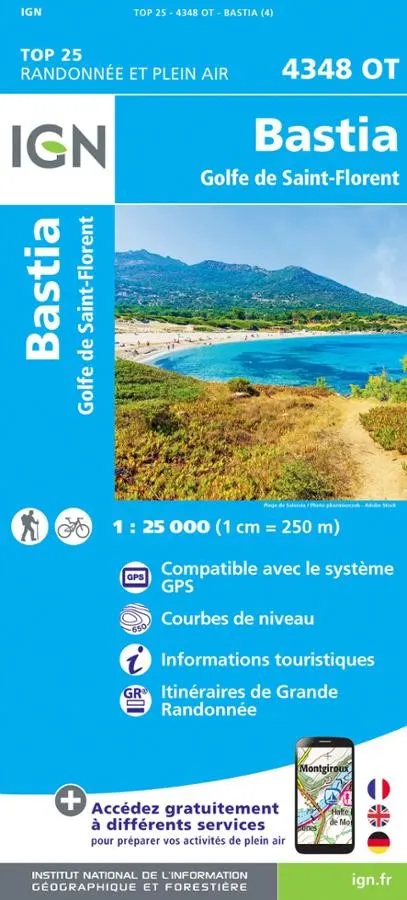 Carte IGN bastia 4348OT série Top 25 — recto
