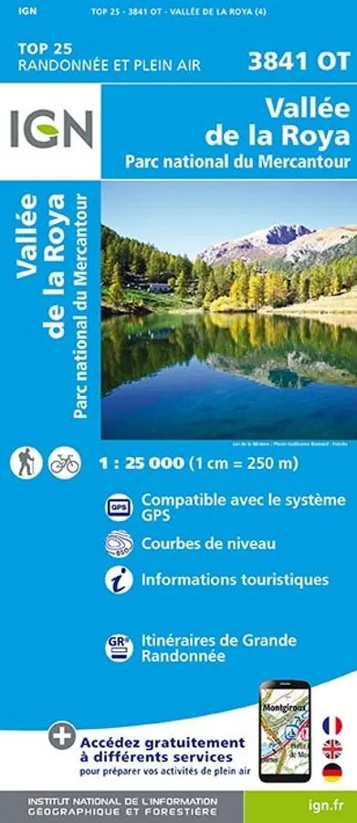 Carte IGN vallee de la roya 3841OT série Top 25 — recto