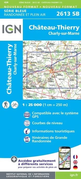 Carte randonnée Château-Thierry.Charly-sur-Marne | série Bleue IGN — recto
