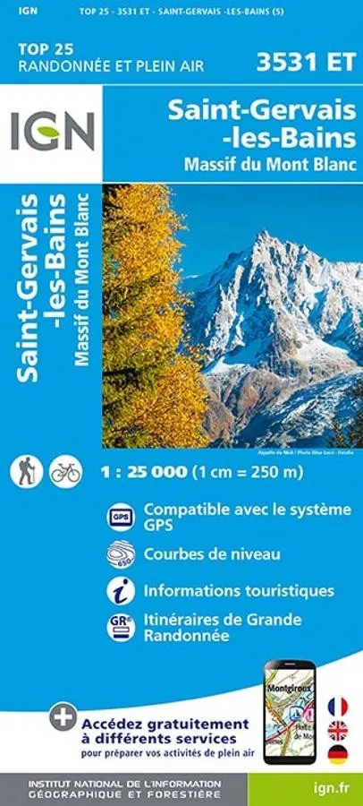 Carte IGN saint gervais massif du mont blanc 3531ET série Top 25 — recto