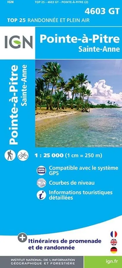 Carte IGN point a pitre sainte anne guadeloupe 4603GT série Top 25 — recto