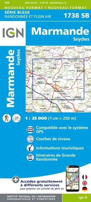 Carte randonnée Marmande - Seyches | série Bleue IGN — recto