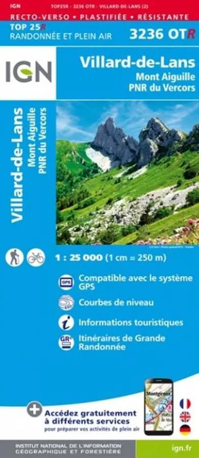 Carte IGN villard de lans mont aiguille parc vercors 3236OTR série Top 25 Résistante — recto