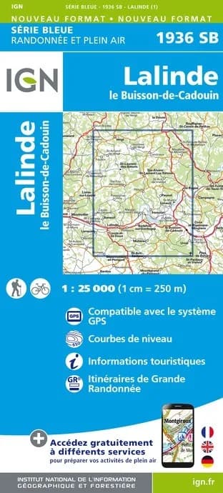 Carte randonnée Lalinde/le Buisson-de-Cadouin | série Bleue IGN — recto