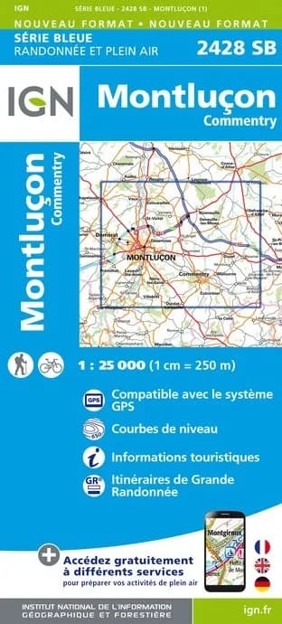 Carte randonnée Montlucon/Commentry | série Bleue IGN — recto