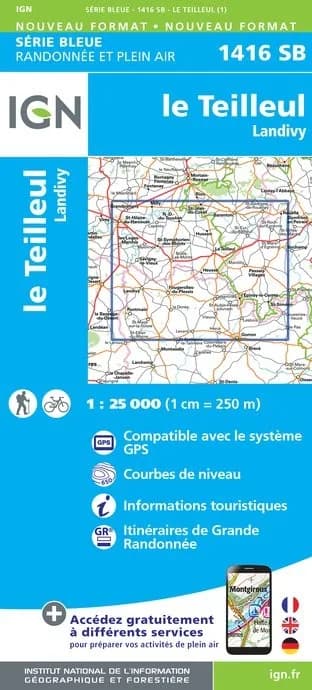 Carte randonnée le Teilleul/Landivy | série Bleue IGN — recto