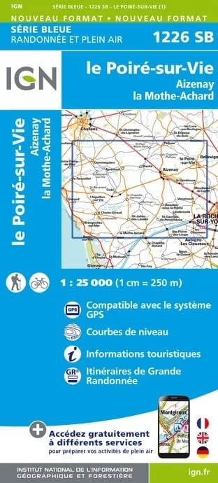 Carte randonnée le Poiré-sur-Vie.Aizenay.Les Achards | série Bleue IGN — recto