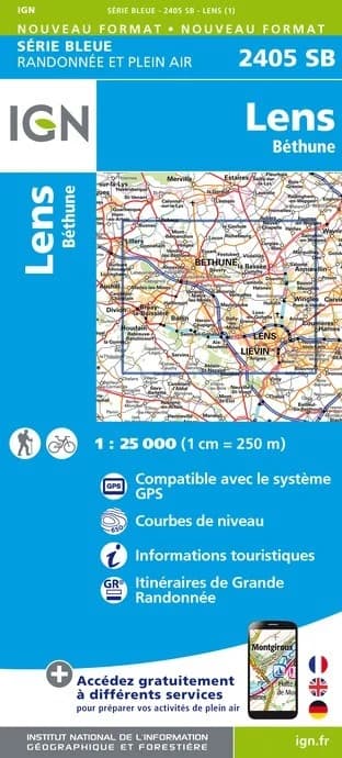 Carte randonnée Lens.Béthune | série Bleue IGN — recto