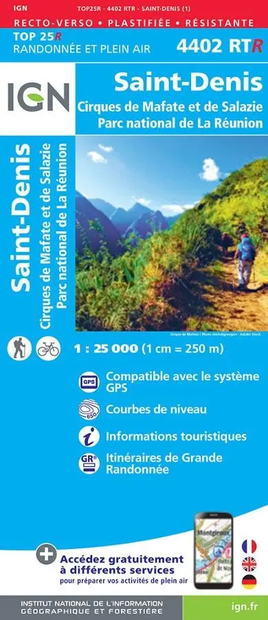 Carte IGN reunion saint denis 4402RTR série Top 25 Résistante — recto