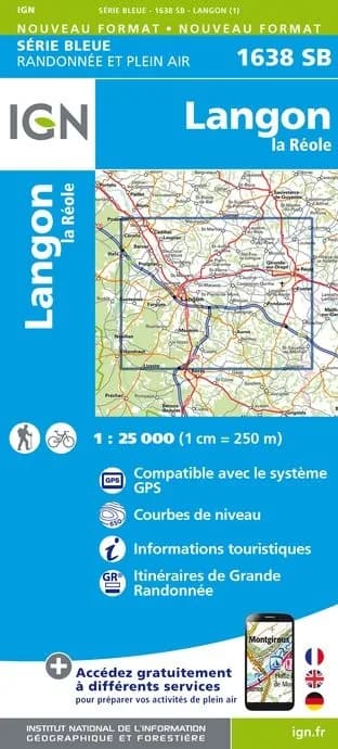 Carte randonnée Langon/ La Réole | série Bleue IGN — recto