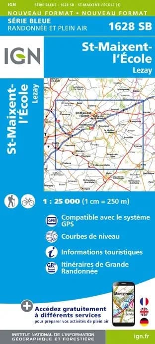 Carte randonnée Saint Maixent l'Ecole - Lezay | série Bleue IGN — recto
