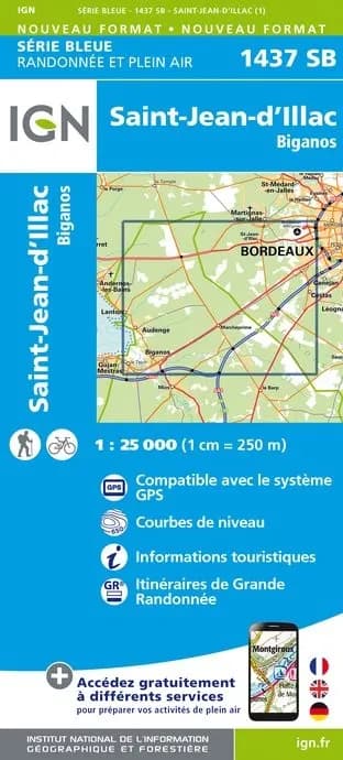 Carte randonnée Saint-Jean-d'Illac / Biganos | série Bleue IGN — recto