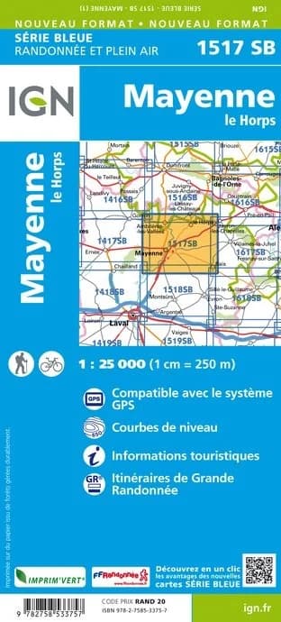 Carte randonnée Mayenne/Le Horpe | série Bleue IGN — recto