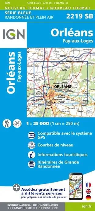 Carte randonnée Orléans / Jargeau | série Bleue IGN — recto