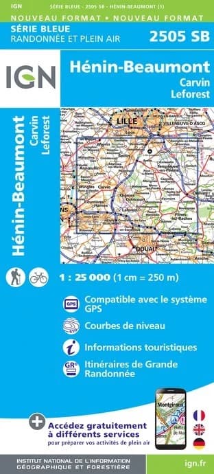 Carte randonnée Hénin-Beaumont.Carvin.Leforest | série Bleue IGN — recto