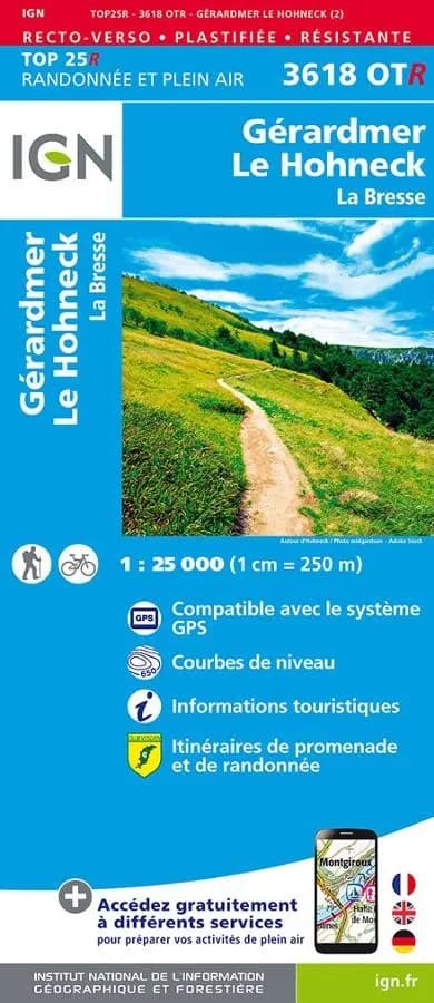 Carte IGN le honeck gerardmer 3618OTR série Top 25 Résistante — recto