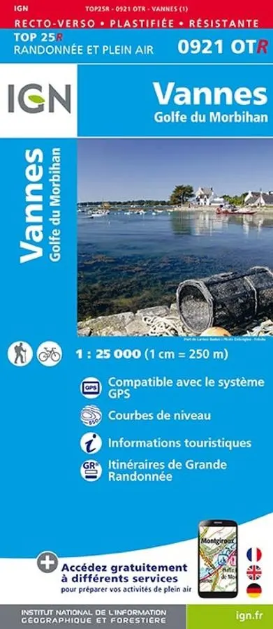 Carte IGN vannes golfe morbihan 09210OTR série Top 25 Résistante — recto