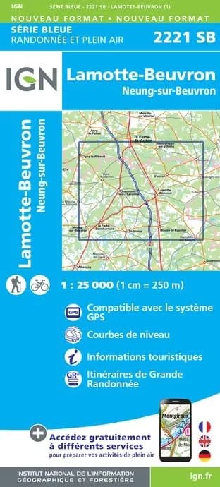 Carte randonnée Lamotte Beuvron/Neung sur Beuvron | série Bleue IGN — recto