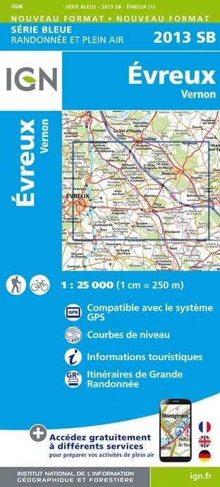 Carte randonnée Vernon/Pacy-sur-Eure | série Bleue IGN — recto