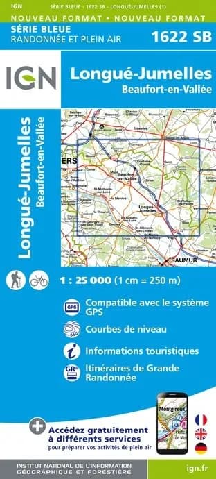 Carte randonnée Longue/Jumelles/Beaufort en Vallée | série Bleue IGN — recto