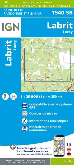 Carte randonnée Labrit/Luxey | série Bleue IGN — recto